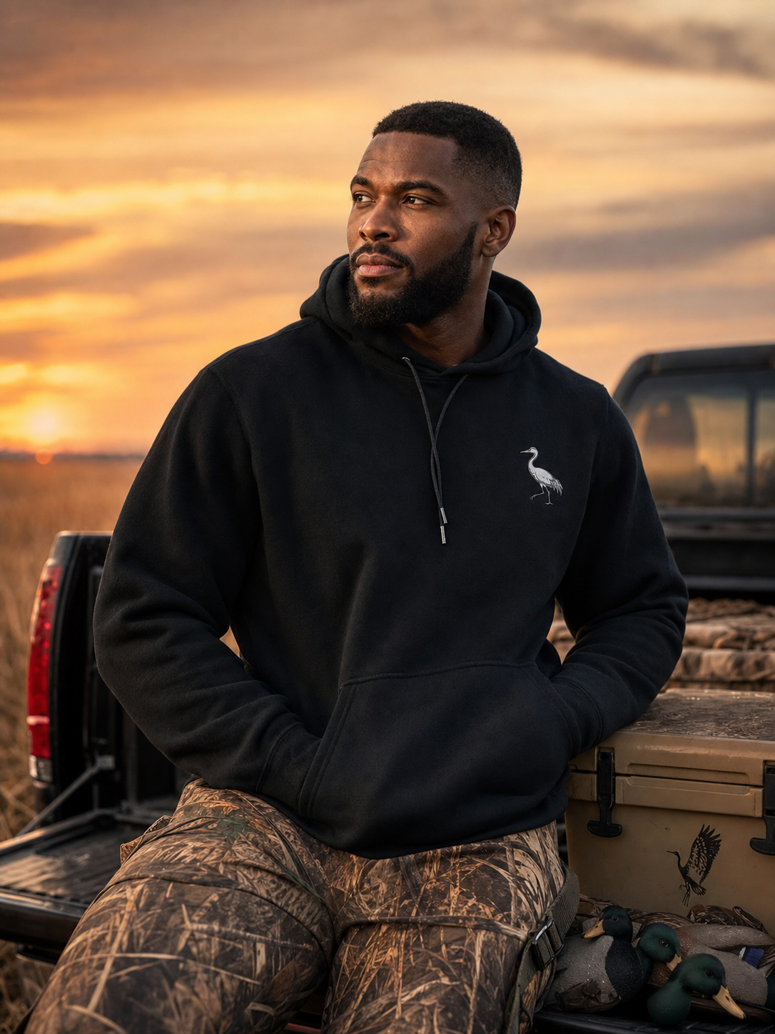 Men's Crane Hoodie - Black - View 1
